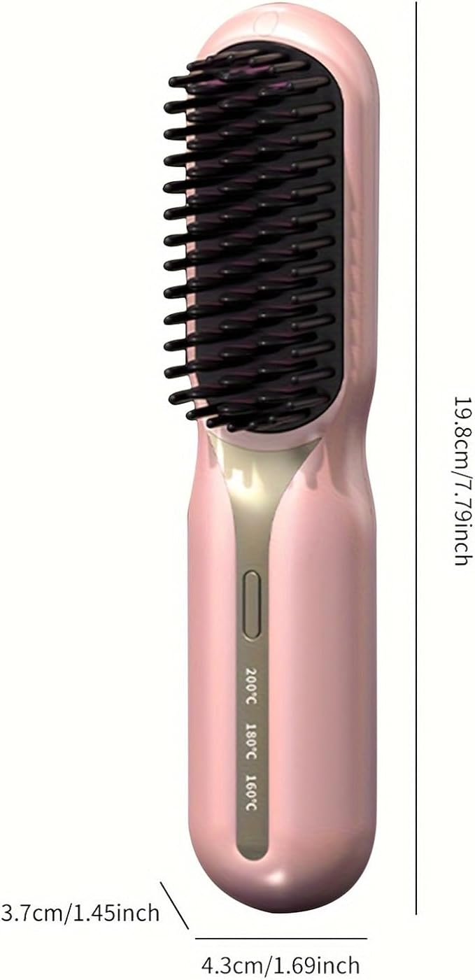 Cordless Hair Straightener and Curler 2-in-1 Plasma Technique Portable Ceramic Hair Straightening Brush 3 Temp Settings Fast Heating Mini Straightening Brush Travel/Business Gift for Women