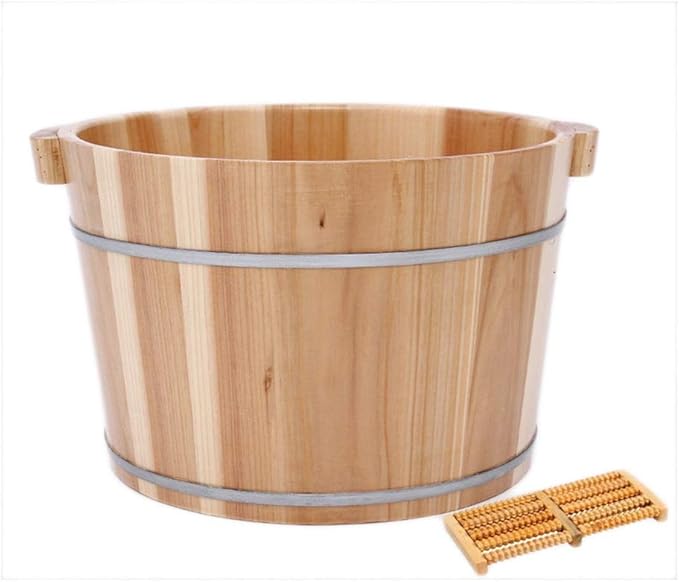 Katzowen Foot Massager Spa Household Foot Bath Wooden Foot Basin Foot Tub Adult Fragrant Fir Foot Bath Barrel Foot Bath Fragrant Fir Barrel Family Health Gift26cm (Color : B)