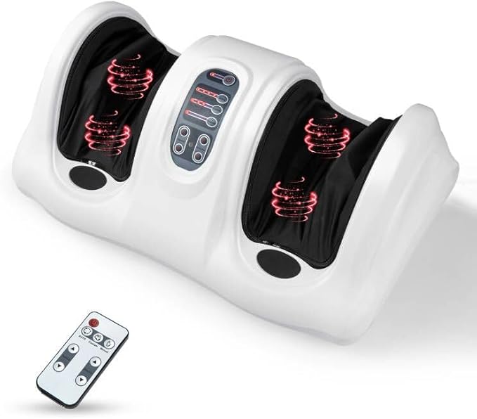Giantex Shiatsu Foot Massager Machine for Feet Leg Calf Ankle Relieve Pain Spa Gift Deep Kneading Rolling Massage Electric Shiatsu Feet Massager w/Remote 4 Modes White