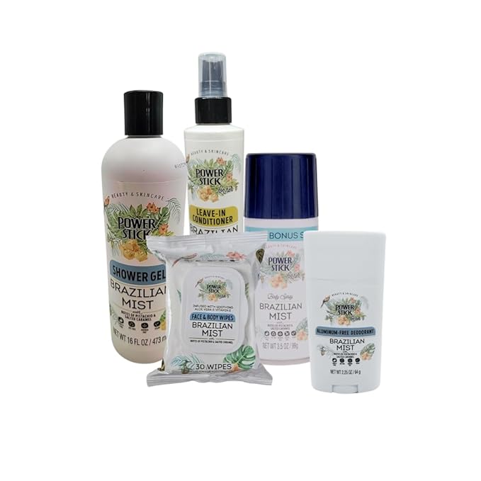Brazilian Mist 5pc Bundle- Body Wash- Leave in Conditioner- Face &amp Body Wipes- Body Spray-Deodorant