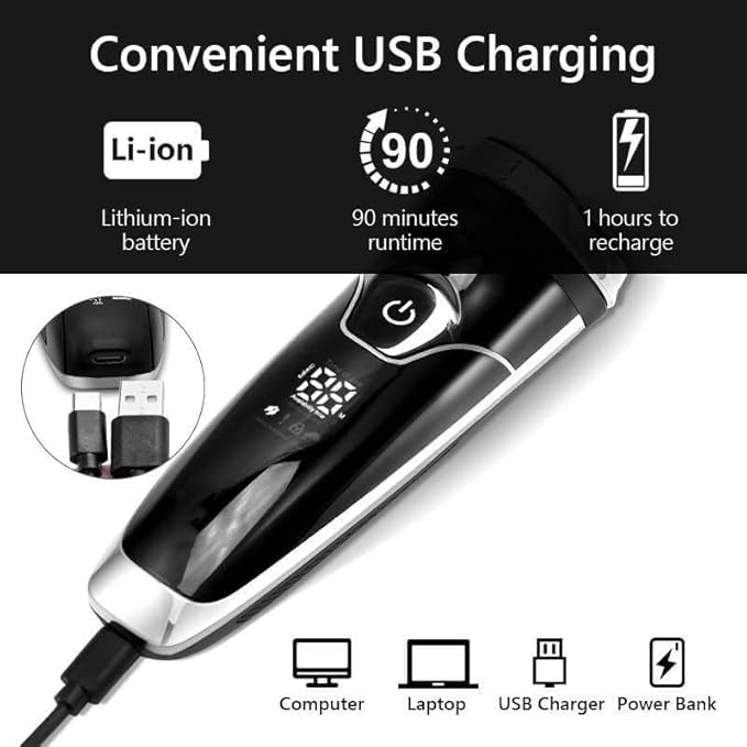 Electric Razor for Men Electric Shaver Waterproof Fast Charging Men's Shaver Rechargeable Electric Razor Beard Trimmer Shaving Machine