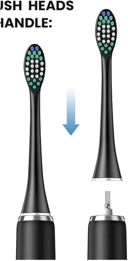 10 Pieces Large Brush Head Crescent-Shaped Bristles Compatible for Aquasonic Series Electric Toothbrush Soft Bristle Deep(Black)