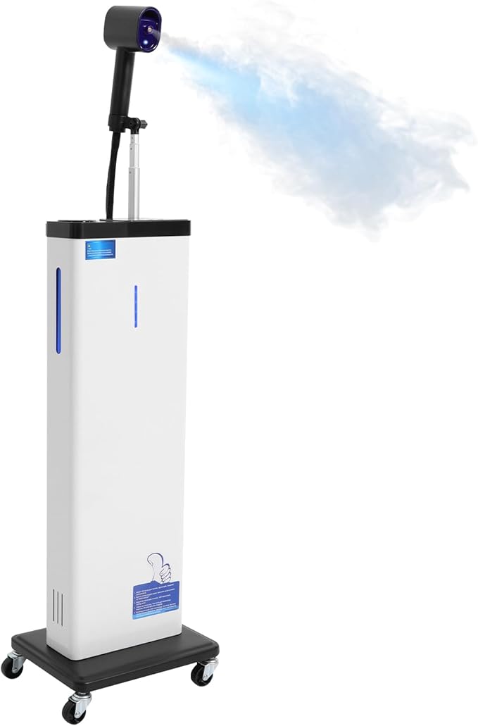 Nano Hair Steamer Professional Nano Mist Vaporizer &amp Hair Color Processor Negative Ion Blue Light + Deep Conditioning for Dry/Frizzy Hair Repair 1300W Smart Heating &amp Adjustable Mist