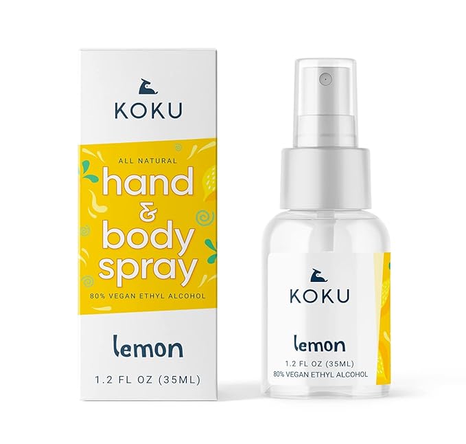 KOKU Citrus Hand &amp Body Spray Set of 3 Scents | Lemon-Lime-Mandarin Orange | 24 x 1.2 fl oz | Family Pack