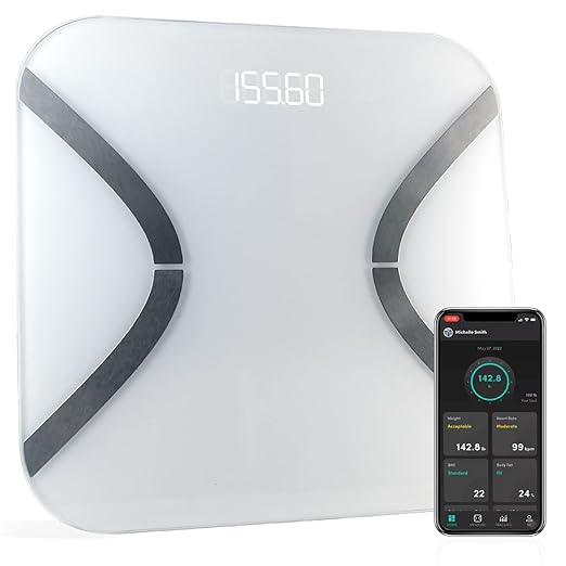 Korescale Digital Smart Scale with BMI Body Fat Muscle Mass Weight | Highly Accurate Bathroom Scales Bluetooth Composition Analyzer | Compatible with KoreHealth (White)