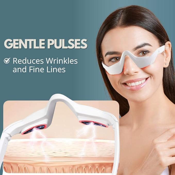 Under-Eye Red Light Therapy Device with Microcurren 3D Contour Eye Massager for Dark Circles Eye Bags &amp Wrinkles Rechargeable Under Eye Treatment Device for Puffiness and Fine Lines