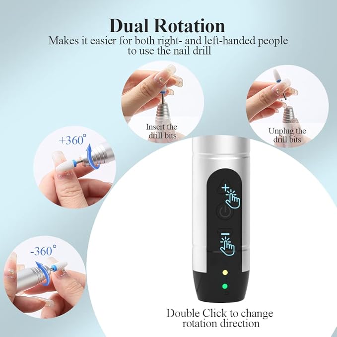 TOUCHBeauty Hair Trimmer for Face Eyebrow Nose Bundle with Electric Nail Drill 12 in 1