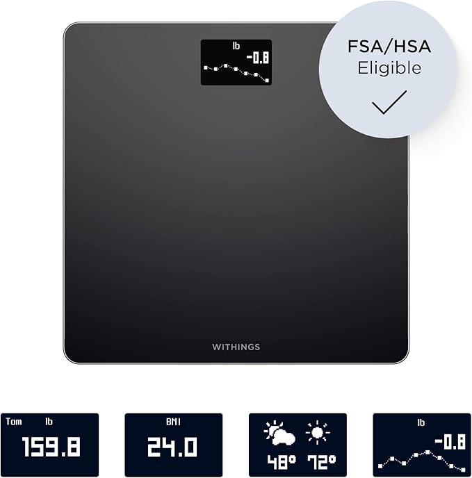 Withings Body - Digital Wi-Fi Smart Scale with Automatic Smartphone App Sync BMI Multi-User Friendly with Pregnancy Tracker &amp Baby Mode