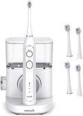 Waterpik White Sonic-Fusion Toothbrush and Heads (Set of 4). Brush and Floss at The Same Time. Soft Bristles Gently Brush While The Water Flosser Removes Plaque and Debris from Teeth and Gumline.