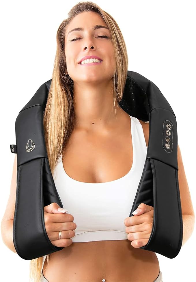 InvoSpa Shiatsu Massager with Heat - Deep Tissue Kneading Pillow for Neck Shoulders and Back - Electric Full Body Massage