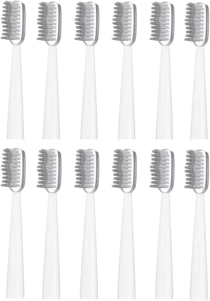 6/12pcs Replacement Toothbrush HeadsCompatible for Jianpai JD015 Sonic Electric Soft Cleaning Bristles Nozzles(Ivory)