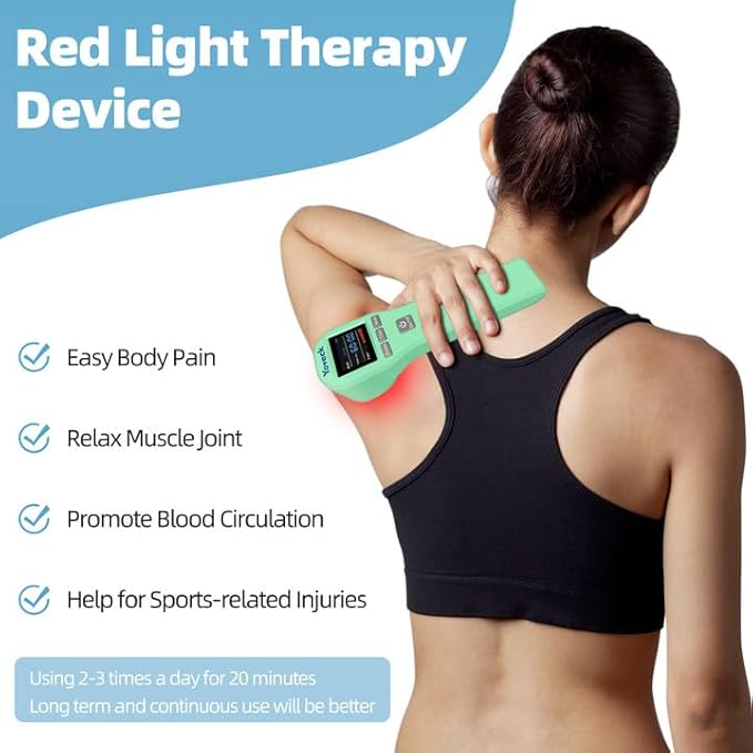 Red Light Therapy Device 4x808nm+16x650nm Cold Light Therapy for Body Red Light Therapy for Vet Near Infrared Light Therapy for Pain Relief Muscle Knee Joint