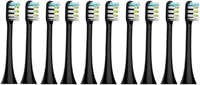 10pcs Replacement Toothbrush HeadCompatible for Xiaomi Soocas Electric Sonic Individual Packing Soft Bristle Brush(10pcs Black)