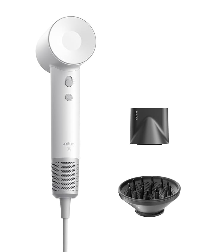 Laifen Hair Dryer SE 200 Million Negative Ionic Blow Dryer with 105000 RPM Brushless Motor 1400W Powerful Fast Drying High-Speed Low Noise Hairdryer with Magnetic Attachments