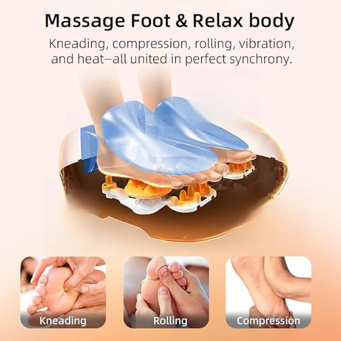 [2026 Upgraded Shiatsu Foot Massager Machine with Heat &amp Vibration Deep Rolling Kneading Air Compression for Gifts for Mom Dad Up to Size 13 Multiple Modes