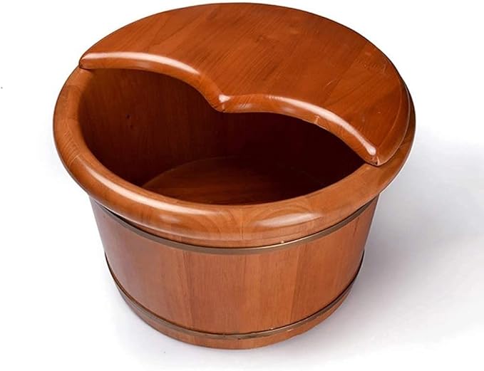 Foot Tub Wooden Foot Basin Foot Tub Massager Solid Wood Thickening Foot Treatment Tub Family Foot Care Wooden Barrel Foot Bath Wooden Bucket Foot Spa Household Wash Ba (Color : Wood Color)