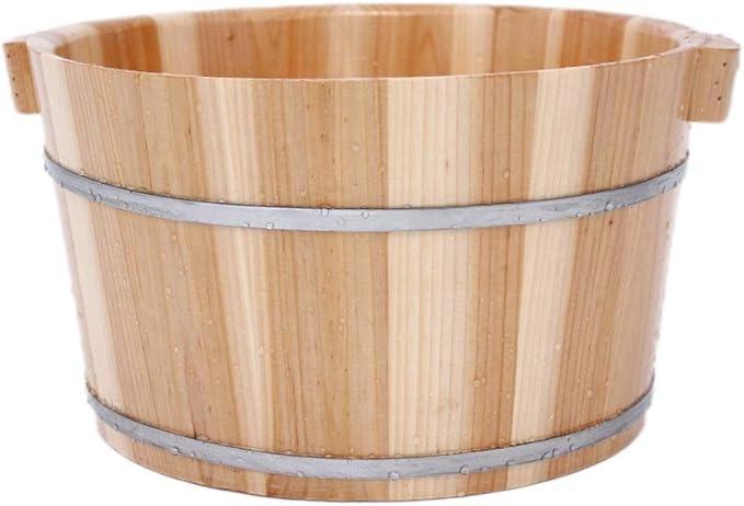 Foot Tub Wooden Foot Basin Foot Bath Barrel Fir Foot Barrel Thickened Ear Design Suitable For Families Massage Rooms Hotels Etc.40x27x32cm foot Bath Wooden Bucket Foot Spa Household Wash Ba