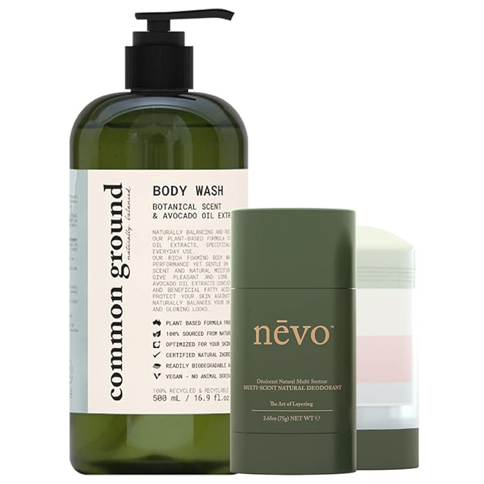 COMMON GROUND Body Wash &amp Multi Scent Deodorant Cream Stick With Layers Bundle (2 Items) Aluminum Free Paraben Free &amp Cruelty Free Organic Vegan Plant-Based For Men &amp Women