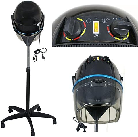 JungleA Professional Bonnet Hair Dryer Stand Up High Speed Blow Dryer w/Rolling Wheels Base Temperature/Time/Height Adjustable Equipment Suitable All Hair Types for Beauty Spa Home Salon