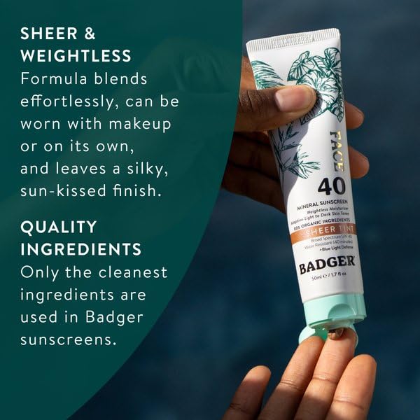 Badger Sport Mineral Sunscreen SPF 40 and SPF 40 Tinted Sunscreen for Face