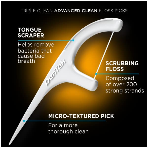 DenTek Triple Advanced Clean Mouthwash Blast Floss Picks 75 Count (Pack of 12)
