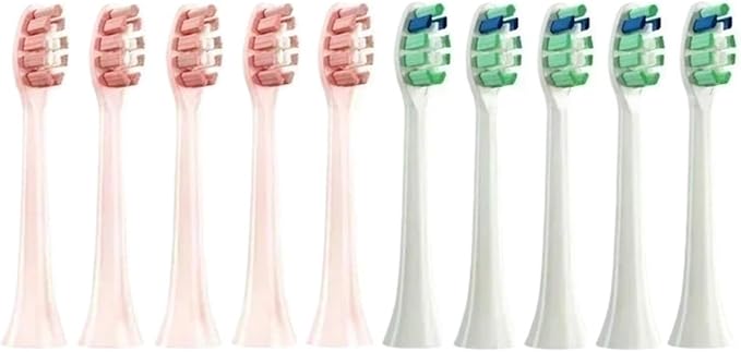 10PCS Replacement Brush Heads Compatible for HX6930 HX6064 Sonic Electric Toothbrush Vacuum Soft Bristle Nozzles(5White5Pink)