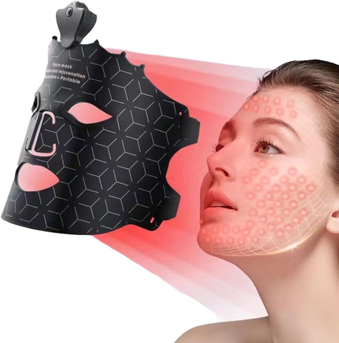 7 Colors Light Mask For Skin Care Red Light For Face Type-C Rechargeable Silicone Beauty Mask For Home (Black)