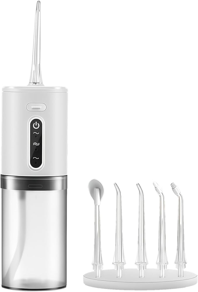 Water Flosser with 5 Nozzles 3 Modes Portable Home &amp Travel White