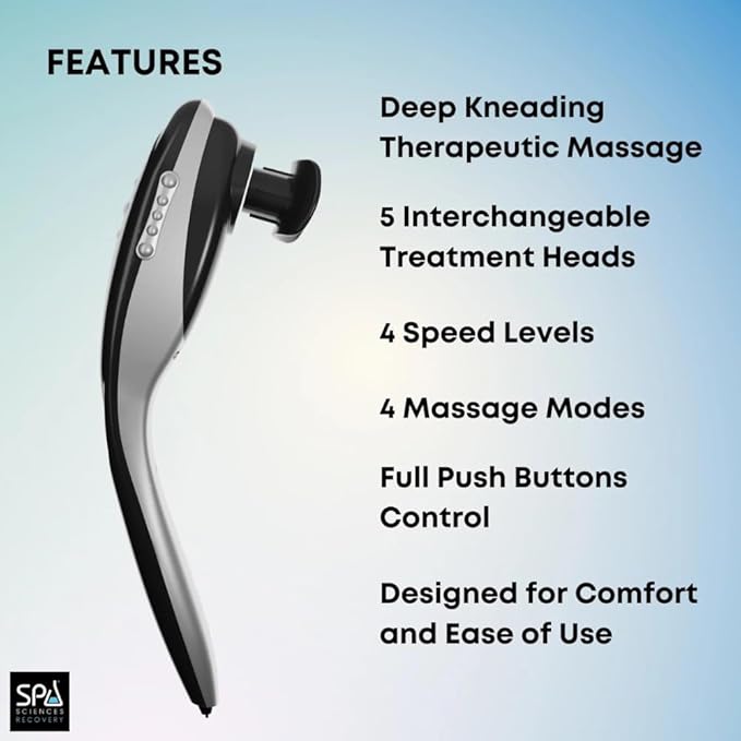 SPA SCIENCES - Vara - Handheld Deep Tissue Massager for Muscles Back Foot Neck Shoulder Leg Calf - Electric Percussion Body Massage - FSA and HSA Eligible - Helps Stimulate Cellulite Zones