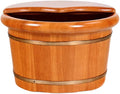 Wood Foot Bath Bucket Foot Bath Barrel Adult Wooden Foot Basin Super Insulation to Promote Blood Circulation Oak with Lid Foot Barrel26cm