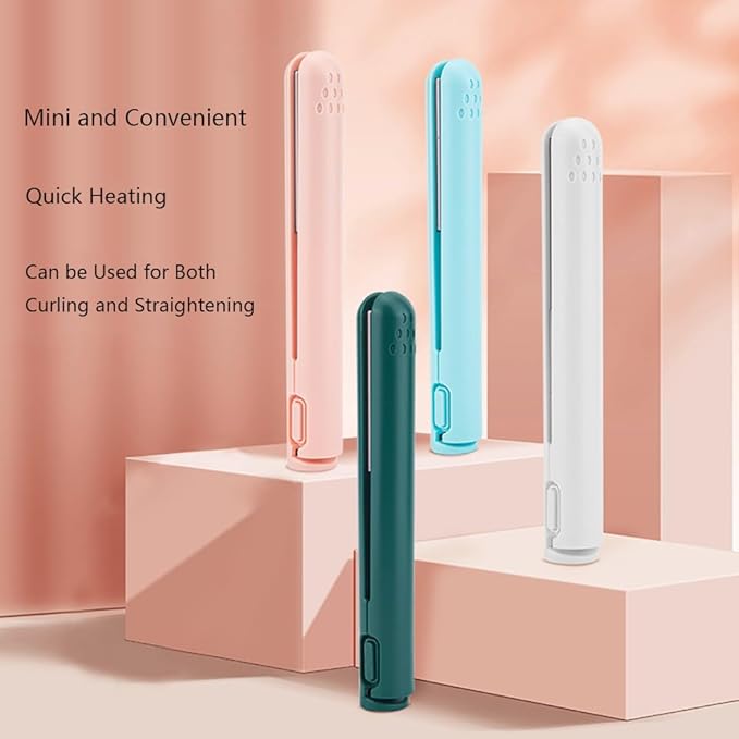 Mini Dual-Purpose Curling Iron 2-in-1 Portable USB Curling Wand for All Hair Types (Green)