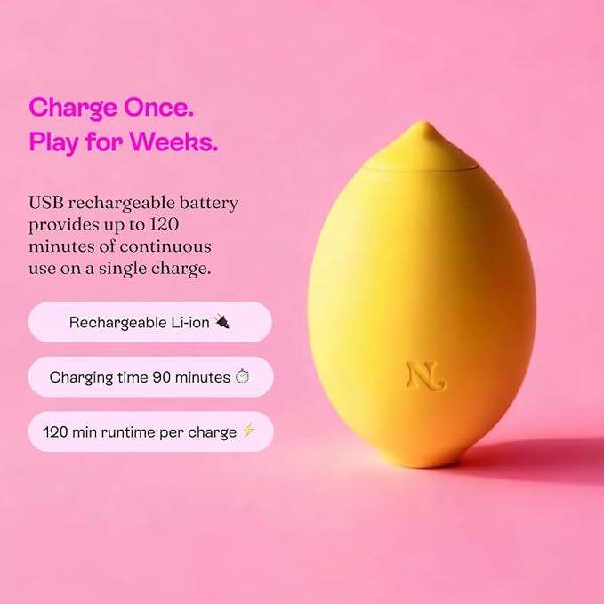 Hello Nancy Lemon Massager Device Rechargeable Handheld Suction Massager with 12 Modes Compact Lemon-Shaped Personal Massager for Wellness Comfort and Relaxation