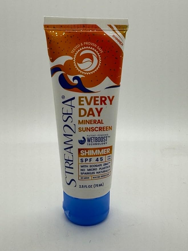 SPF 45 Every Day Shimmer Mineral Sunscreen | 2.5 Fl Oz Biodegradable Paraben Free &amp Reef Safe Sunscreen | Non-Greasy Lightweight &amp Shimmer Mineral Protection Against UVA &amp UVB for Face &