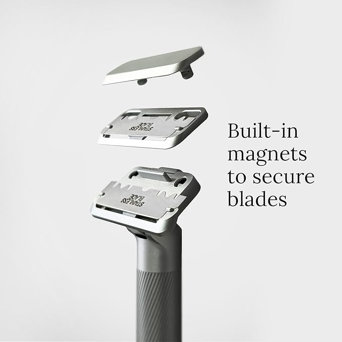 Form Razor | Aluminum Dual-Blade Safety Razor with 10 Single-Edge Blades | Eco-Friendly and Cost-Efficient Shaving Solution For Men and Women (Silver)