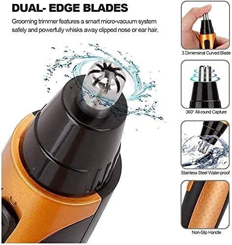 4 in 1 Nose and Ear Hair Trimmer USB Rechargeable Nose Hair Trimmer for Men and Women Waterproof Easy Cleaning Stainless Steel and Dual Edge Blades (Black/Orange)