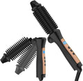 Temperature Control Mini Collaspe Hair Curler Tangle-Free Curling Iron Brush and Volumizer Dual Voltage Travel-Friendly Tourmaline Ceramic Ionic Hot Brush Styling Wand (New Black)