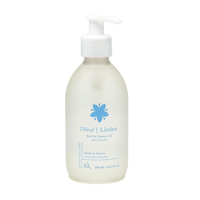 Provence Sante Cleansing Bath &amp Shower Gel - Moisturizing Almond Oil Body Wash for Dry Skin - Nourishing Fresh Linden Blossom Scent - Made in France - 10.2 Oz