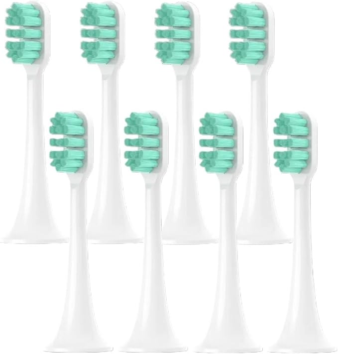 Replacement Brush Head Compatible with XIAOMI MIJIA T300/T500/T700 Sonic Electric Toothbrush Heads Soft Bristle Nozzle Deep Clean(8 pcs Green)