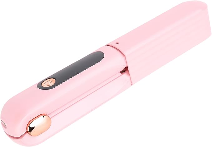 FILFEEL 60W Cordless Hair Straightener Brush 2 in 1 Straightening Comb and Curler with Digital Display 3500mAh Battery for Daily Hairstyles (Pink)