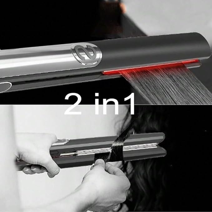 Professional 2-in-1 Hair Straightener and Curler Titanium Ceramic Plates LED Display Dual Voltage 100-240V Fast 15s Heat-up