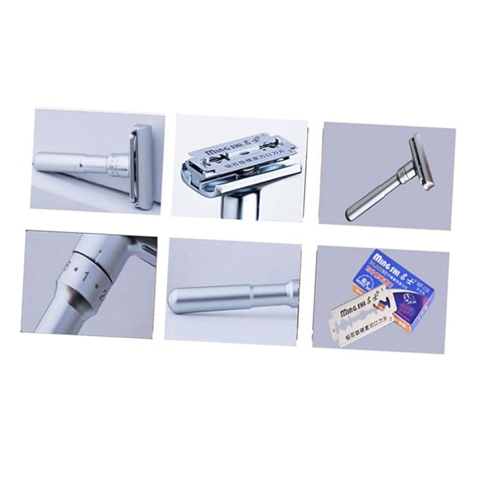 FRCOLOR 2pcs Double Edge Razor for Men Manual Shaving Machine Holder Beard Trimmers Adjustable Shaving Machine Razor Blades