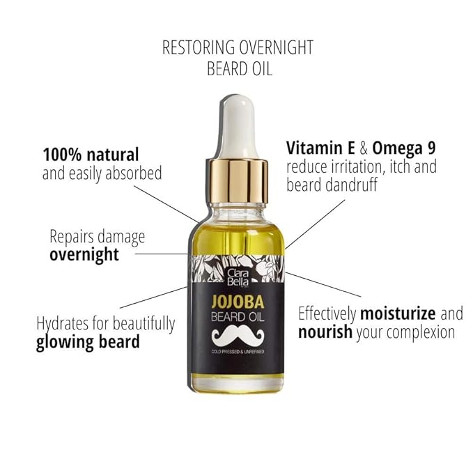 Jojoba Beard Oil for Men – 3 Pack | 100% Pure Organic Unscented &amp Soothing | Softens Coarse Beard &amp Mustache Hair | 1 fl oz Each (30ml) | Great for Gifting – Split into 3 Individual Gifts