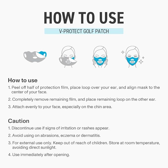 V-Protect Golf Sunscreen Patch for Golf &amp Outdoor Sports – UV Protection Hydrating &amp Cooling Face Patches | 5 Count (Small Size)
