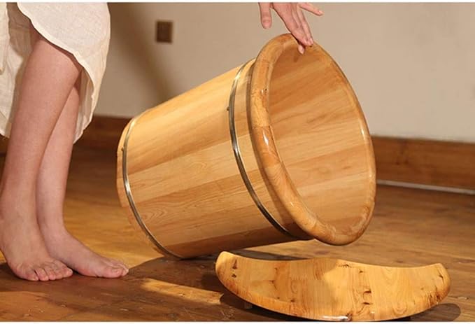 Foot Tub Wooden Foot Basin Foot Washing Bucket Wooden Foot Tub Foot Bath Basin 30cm High Footbath Sauna Foot Bath Barrel Household Foot Soaking Barrel Pain Fatigue Relief Foot Washing Barrel (Co