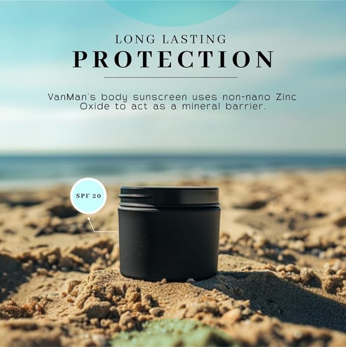Vanman's - Zinc and Tallow Sunscreen (3 Pack) - Water Resistant 20 SPF Beef Tallow Sunscreen with Olive Oil Beeswax - Mineral with Non-Nano Minerals - 2.8 ounce