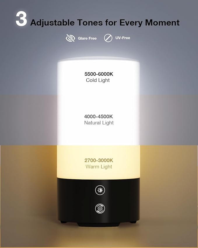 Light Therapy Lamp 10000 Lux Sun Lamp UV-Free with 3 Color Temperatures 4 Brightness &amp Timer Remote Control Sunlight for Home Office Shift Worker