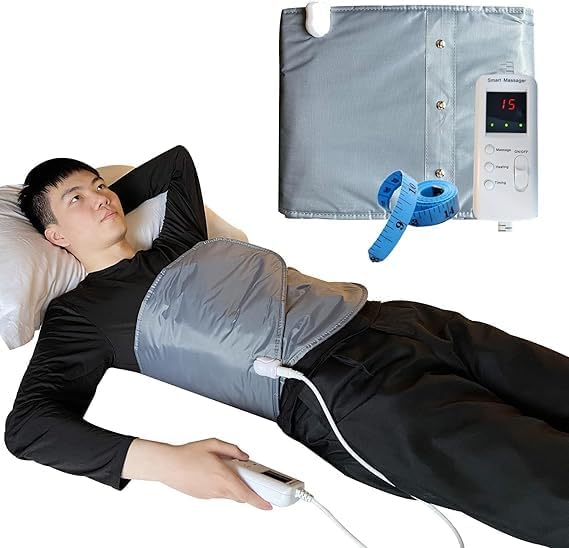 Belt with Hot Compress Vibrating Massage Function Health Care Tools Heating Massager Fitness Device (Silvery)
