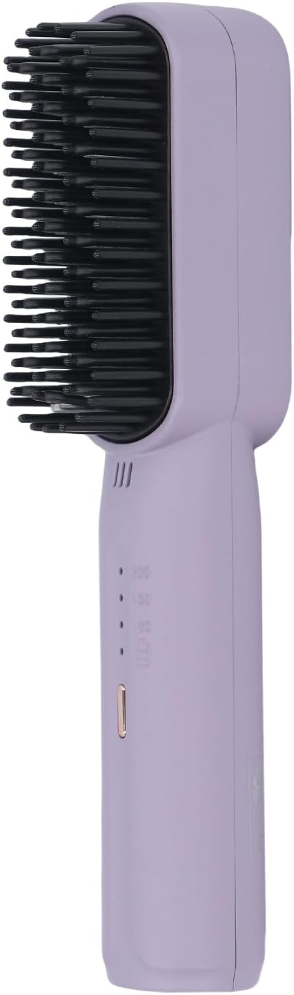 Brrnoo 2500mAh Hair Straightener Brush Fast Heating Portable Hair Straightening Comb with Built in Conditioner and 3 Adjustable Temperature Gears for Women (Purple)