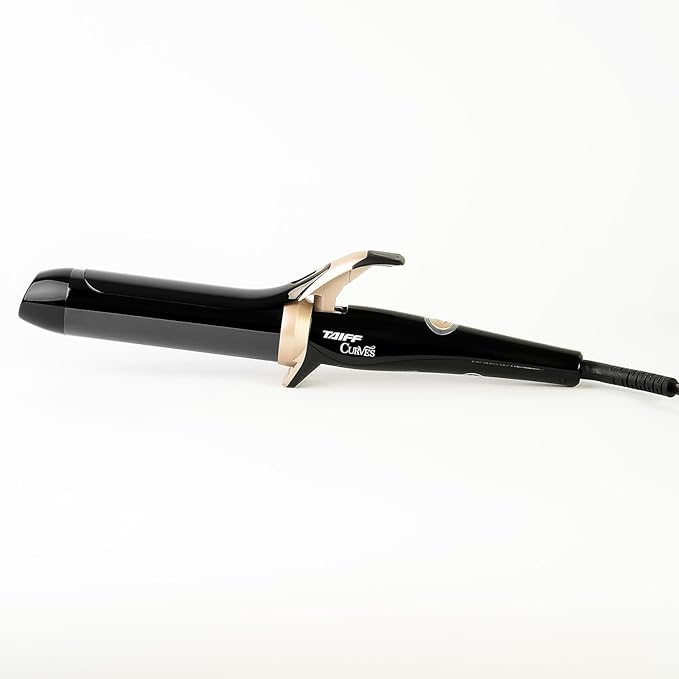 TAIFF Curves Professional Black Titanium Curling Iron – High-Performance Hair Curler &amp Rizadora para Cabello with Dual Voltage | Fixed Temperature 410°F | 1 1/2”