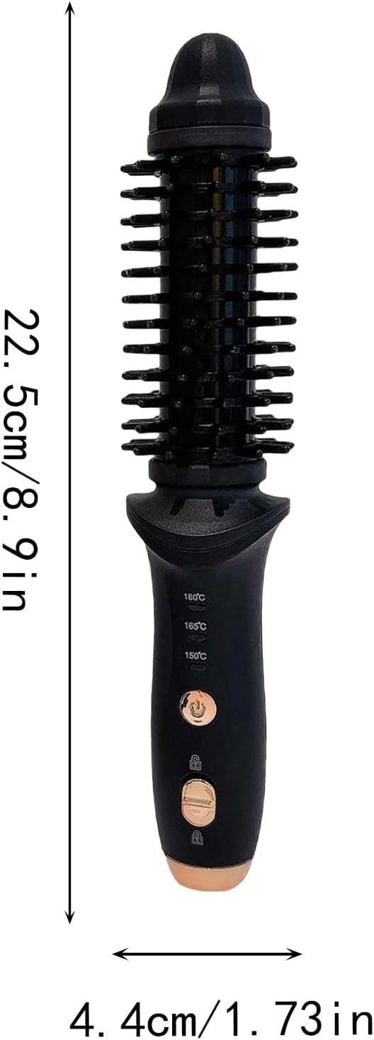 Cordless Heated Round Brush for Travel Mini Thermal Curling Iron for Short Hair USB Rechargeable Small Barrel Volume Heat Styling Curling Brush for Men and Women Curly Straight Hair (Black)